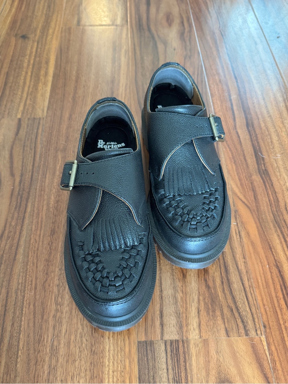 Dr. Martens Black Leather Kiltie Monk Loafer Creeper